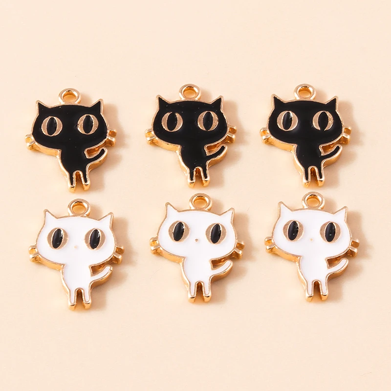 Duarte 20 Stück/Lot Cartoon-Tier-Anhänger, Emaille-Katzen-Anhänger für Schmuckherstellung, Halsketten, Ohrringe, Armbänder, DIY-Bastelgeschenk – Detail 8