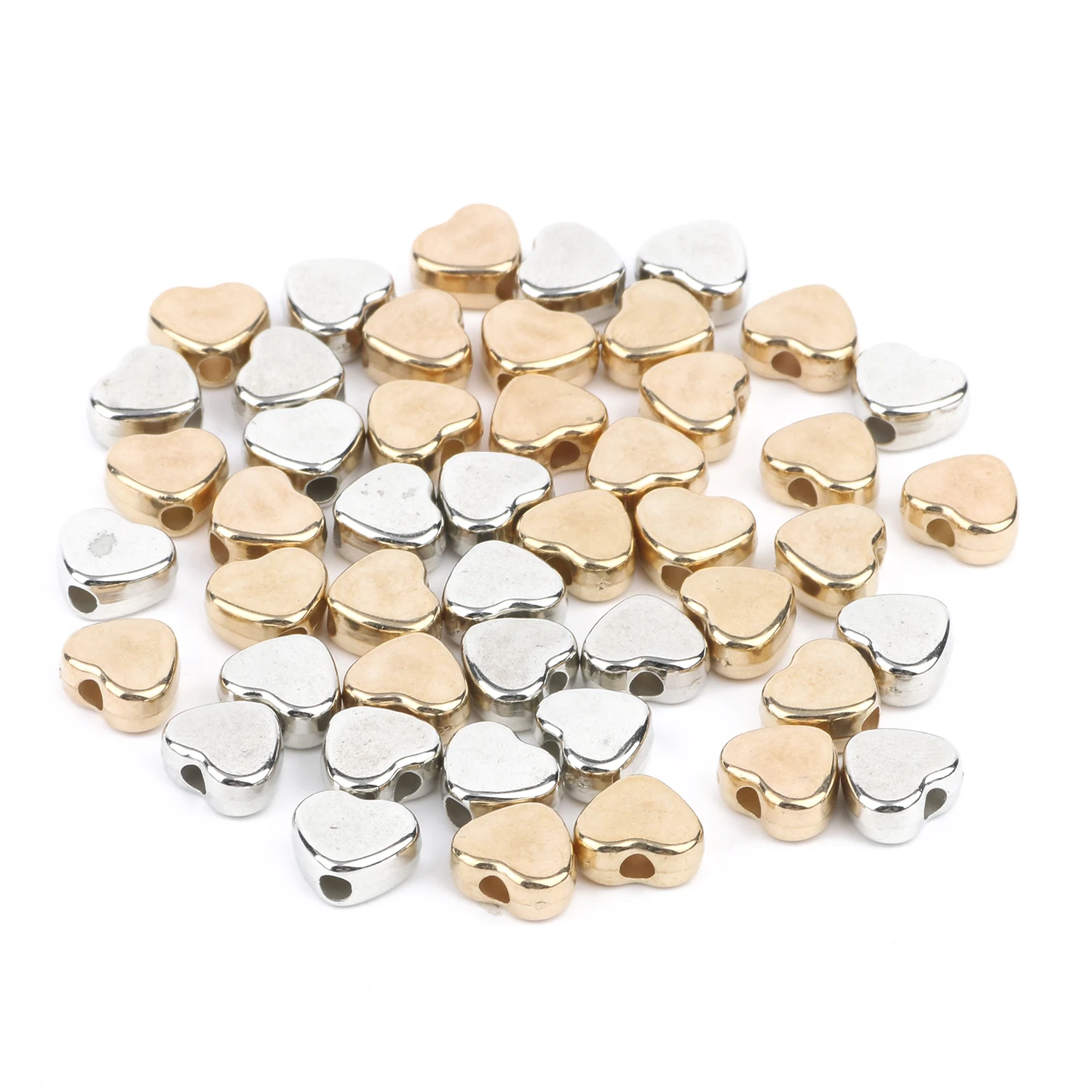 100pcs 9x8mm Heart Shape CCB Spacer Beads Gold Color Large Hole Loose Beads For Jewelry Making DIY Bracelets Necklace Accessory