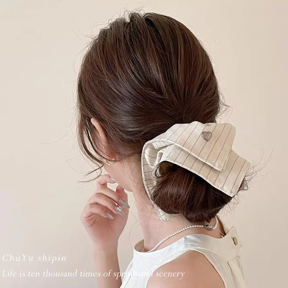 

Korean Striped Fabric Square Scarf Elastic Hair Band Women French Grey Scrunchie Elastic Big Hair Tie Fashion Hair Accessories