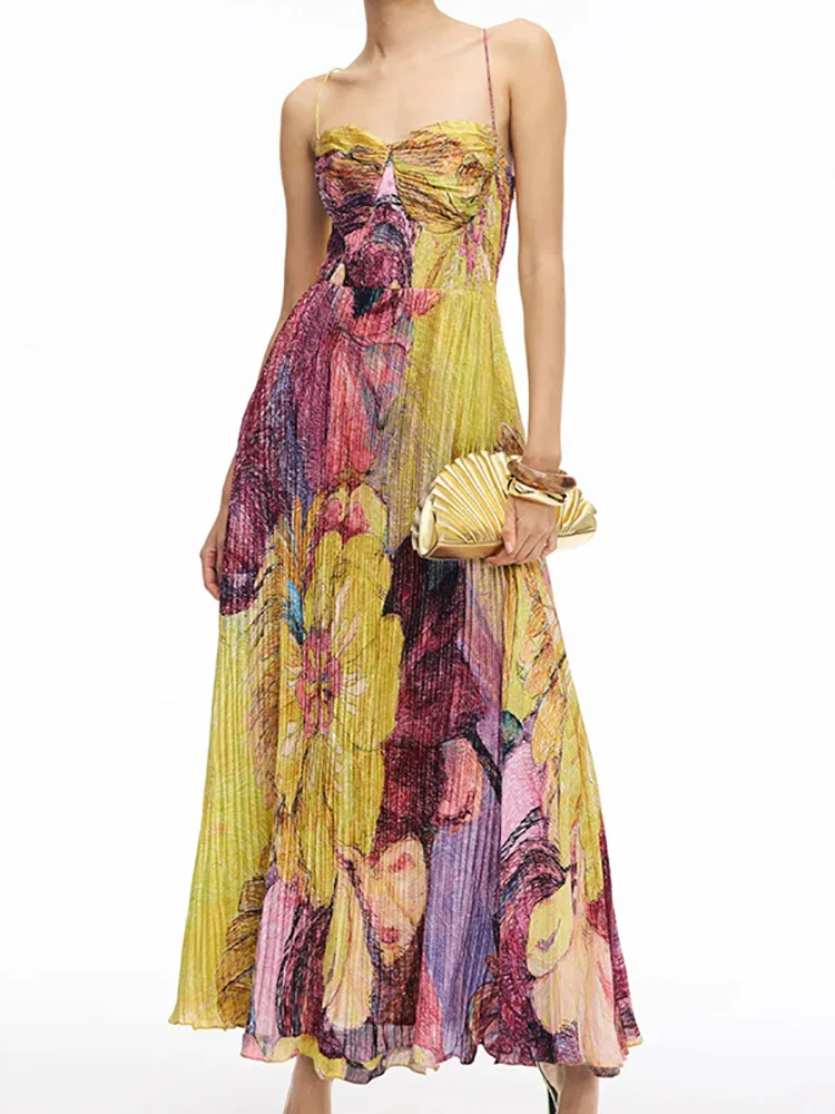 เซ็กซี่Backless Patchworkพิมพ์ชุดMaxi Chic Partyผู้หญิงพับชุดยาวหญิงสบายๆSlim Fitชุดชายหาดฤดูร้อน