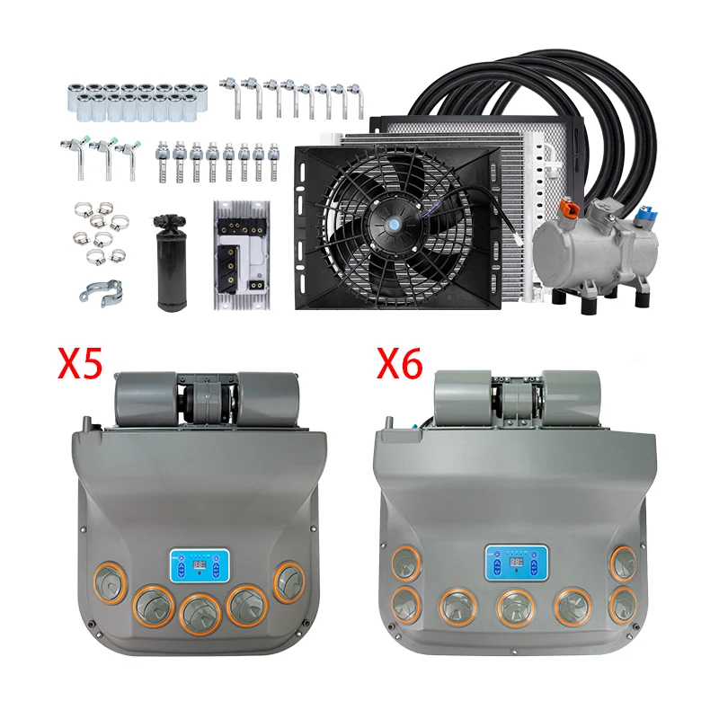 

Universal 12V 24V Auto Electric Backwall Air Conditioning Kit Compressor Evaporator Assembly for Car Van Truck A/C Conditioner