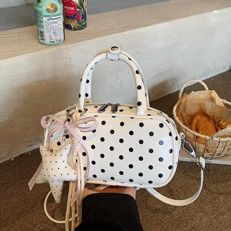 

Polka Dot Handbag Women Cute Crossbody Shoulder Bag With Top Handle Mini Boston Bag Fashion Casual Commute Purse