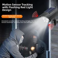 1pcs Solar Fake Security Camera With 360 Rotation Capability Motion Activation Red Light Flashing Light For Fence Wall Mounting 2