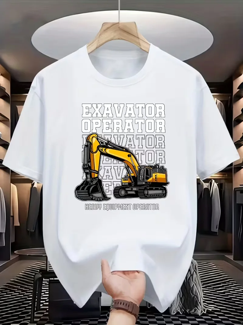 เสื้อยืดคนขับรถขุด เครื่องจักรหนัก ลายกราฟิก 3 มิติ สีดำ แขนสั้น ตลก งานก่อสร้าง ของขวัญสำหรับคนขับรถ