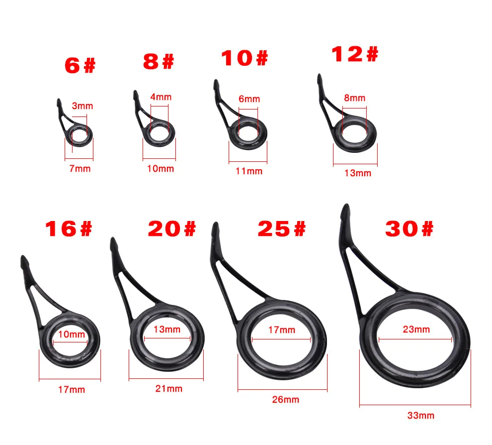8Pcs Fishing Rod Guide Ceramic Rings High Carbon Steel Oval Top 6-30mm Pole Repair Kit Replacement Set Fishing Gear Accessories image 3