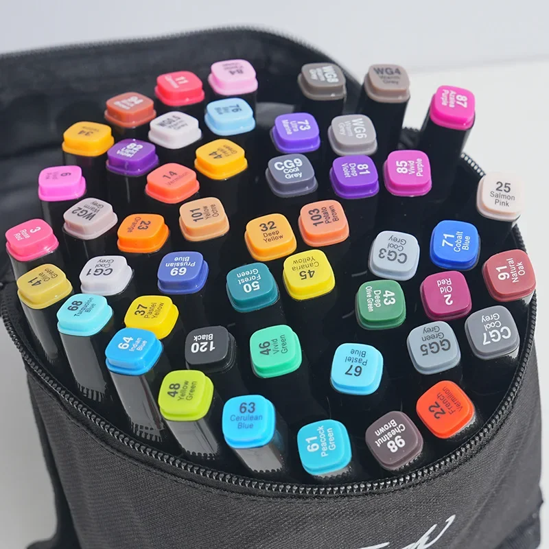 48-color Marker Pen Set Black Storage Bag Junior Animation Art Drawing Watercolor  Student Graffiti  School Gift