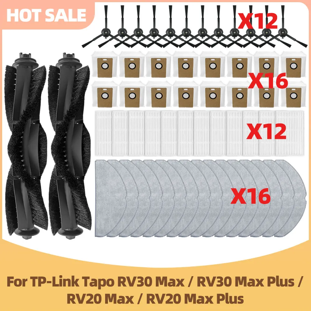 Compatible For TP-Link Tapo RV30 Max / RV30 Max Plus / RV20 Max / RV20 Max Plus Main Side Brush Filter Mop Cloth Bag Accessories