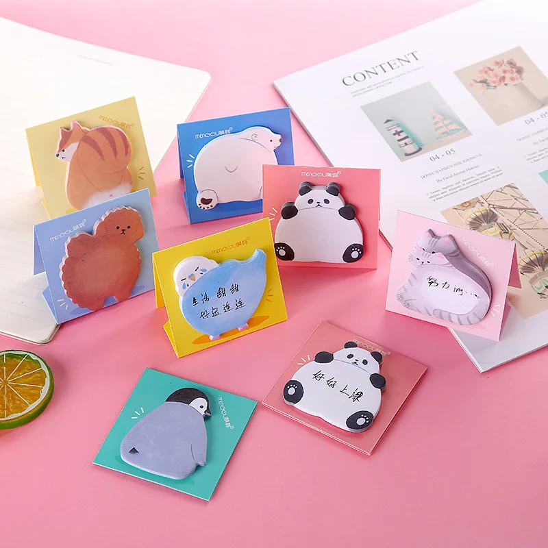 1 Piece Lytwtw's Cute Kawaii Animal Sticky Notes Notepad Memo Pads Office School Supply Stationery Panda Cat Stickers image 3