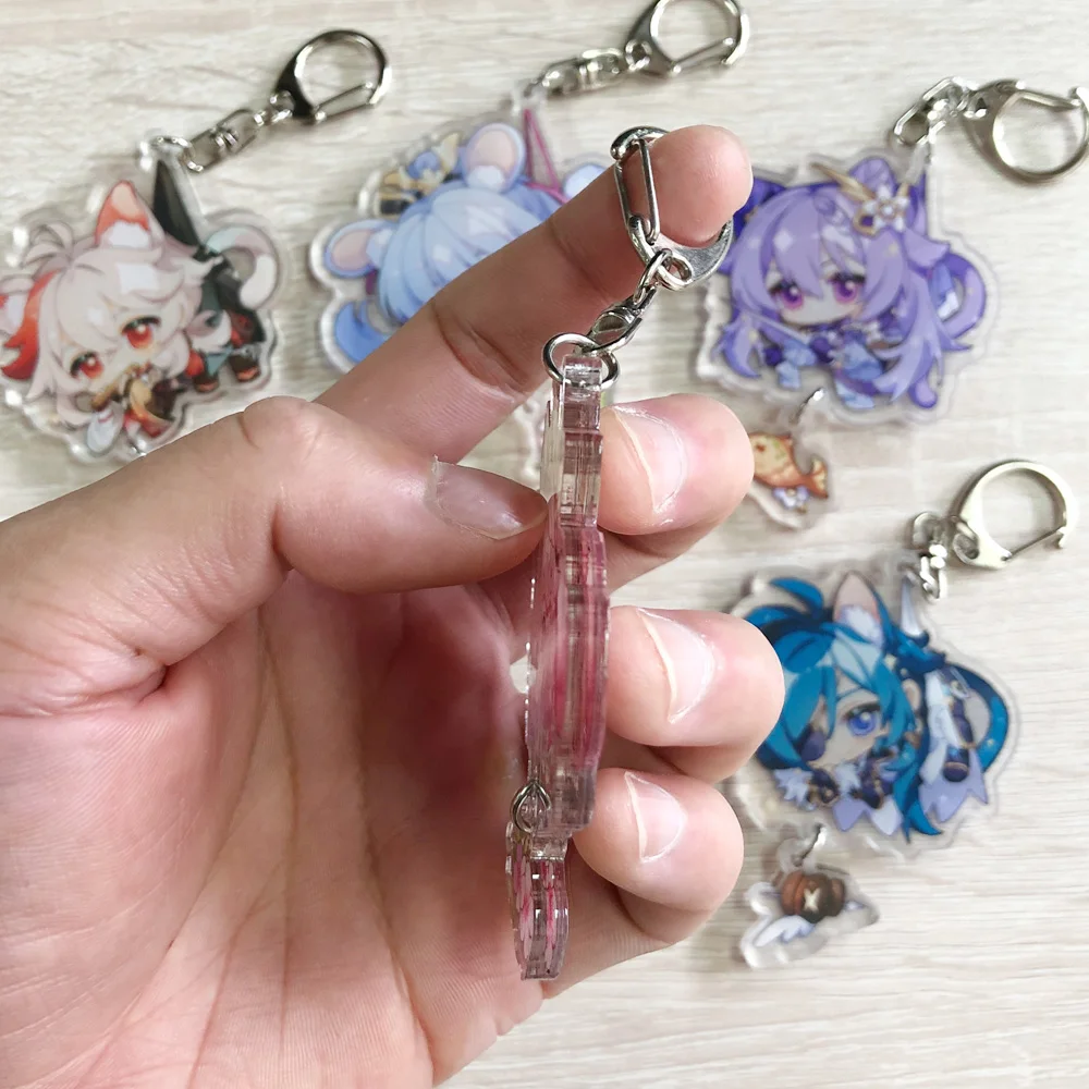 Game Shogun Yae Miko Xiao Keychain Cosplay Cute Character Venti Zhongli Acrylic Key Chain Pendant Keyring