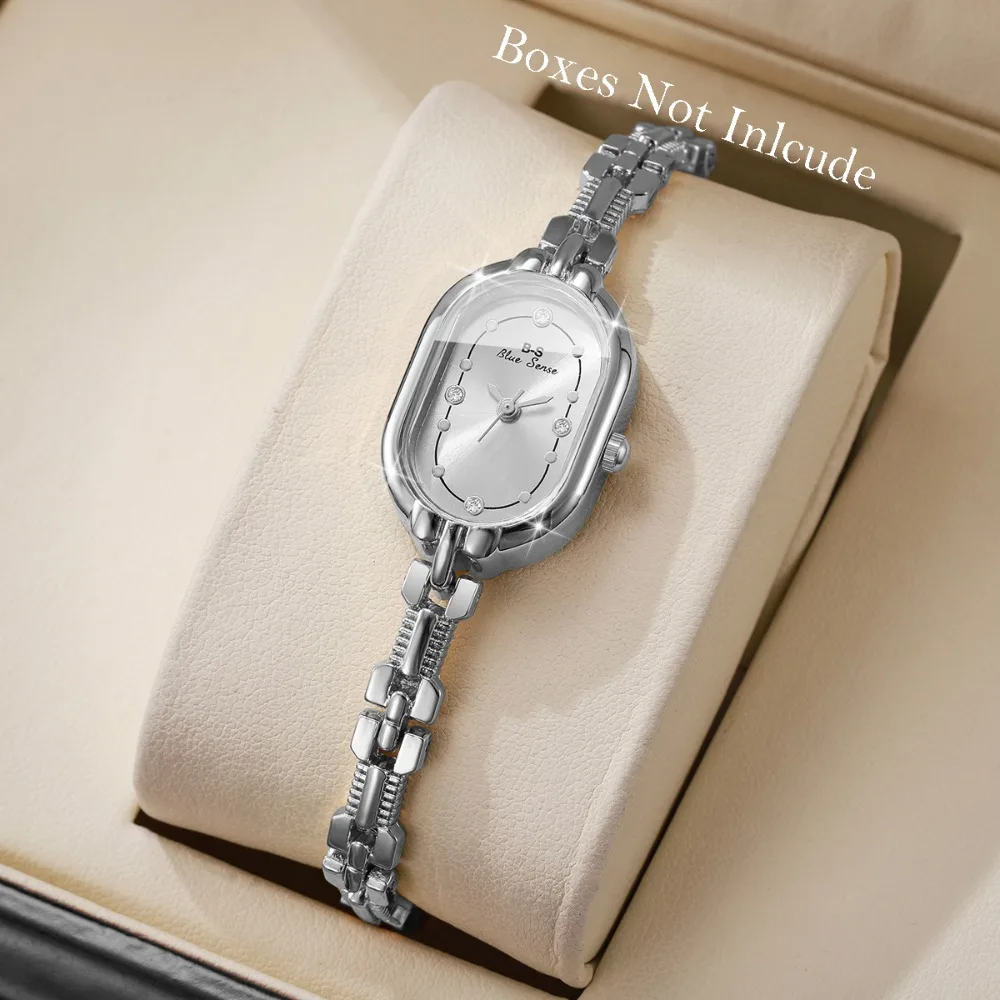 Fashion Rhinestone Women Quartz Watch Oval Dial Adjustable Thin Bracelet Watch Minimalist Alloy Small Dial Watch Versatile Wear