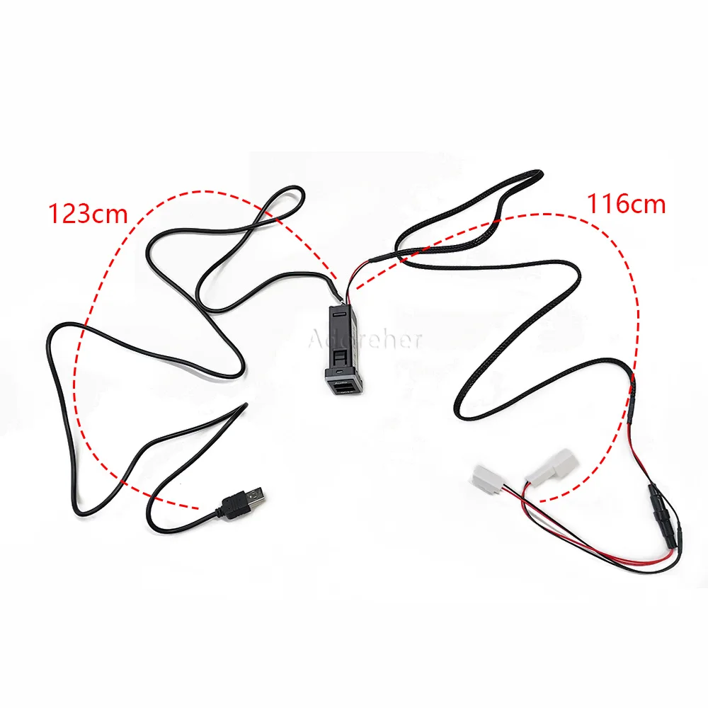 Car Dual Port QC3.0 USB AUX Audio Adapter Socket Blue LED Light for Toyota Prado Camry Prius Corolla Yaris Interface Part view 3