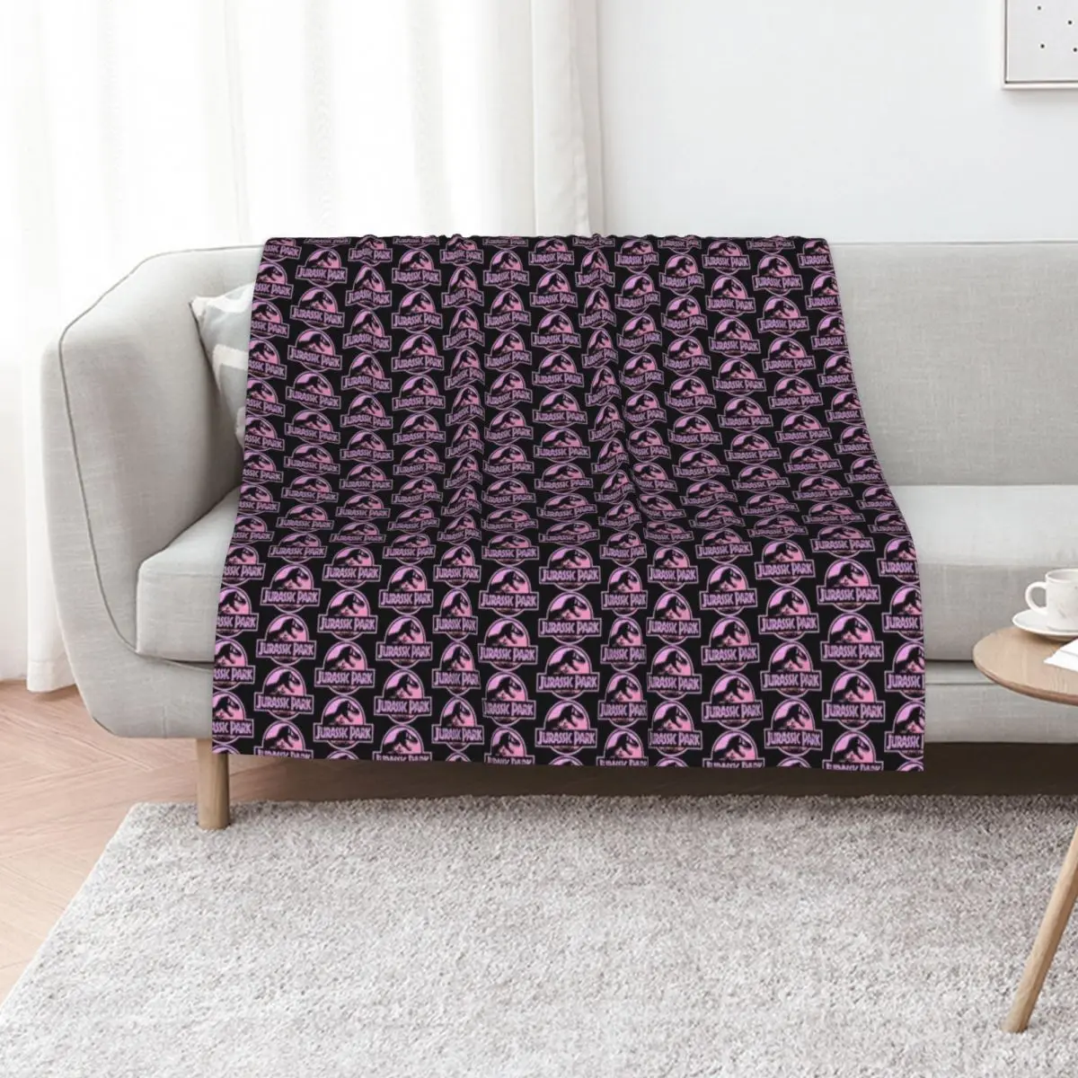 Jurassics Park Blue & Purple Fossil Logo Graphic Throw Blanket bed plaid Picnic funny gift Furrys Loose Hairy Blankets