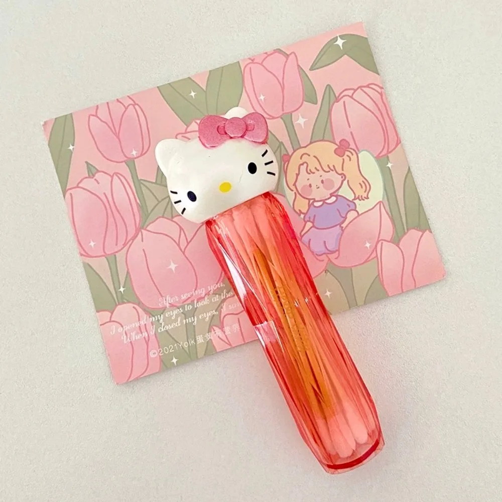 2024 NEW Sanrio Cartoon Anime Cotton Swab Box Hello Kitty Cosmetic Storage Box My Melody Birthday Gift Party Gift Toys for Girls