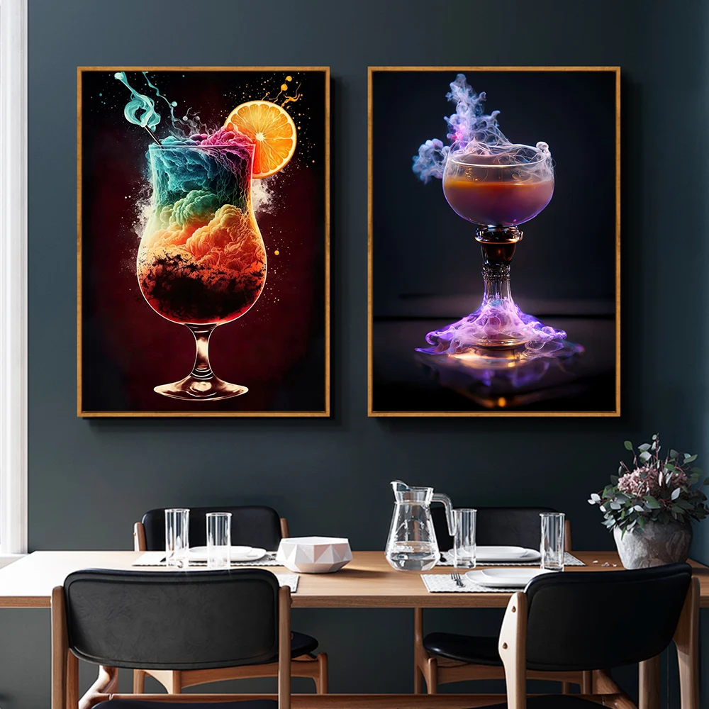 Magical Rainbow Cocktail Canvas Painting Wall Art Color Liquor Bottle Poster Prints For Living Room Home Decor Gift Aesthetics