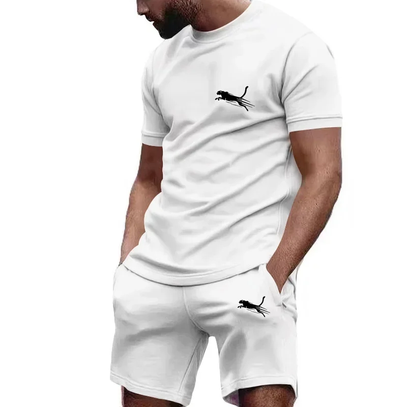 

New men's sportswear summer outfit - men's fitness wear - sports suit - short-sleeved T-shirt + shorts - quick-drying two-piece