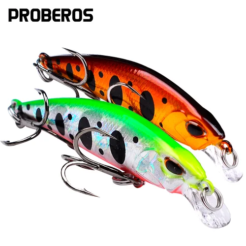 PROBEROS Mini hundimiento Minnow Wobblers Señuelos de Pesca 5,3 cm-4,6g cebo duro Artificial Trolling Jerkbait Swimbait pesca de lubina