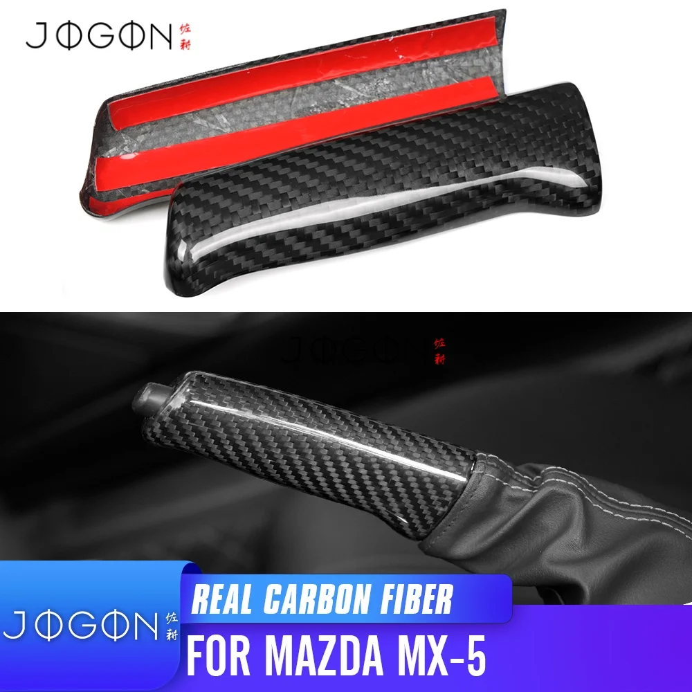 

For Mazda MX-5 MX5 Miata 2016-2024 Dry Carbon Fiber Car Interior Center Hand Parking Brake Lever Cover Trim Accessories 2Pcs