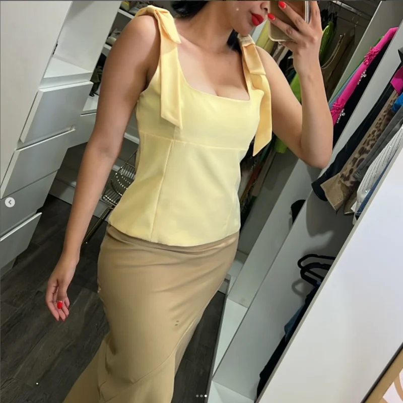 مثير ثلاثي الألوان مع القوس الكتف الأشرطة بلايز امرأة الترفيه تنوعا شيك أناقة قميص 2025 ملابس امرأة جديدة