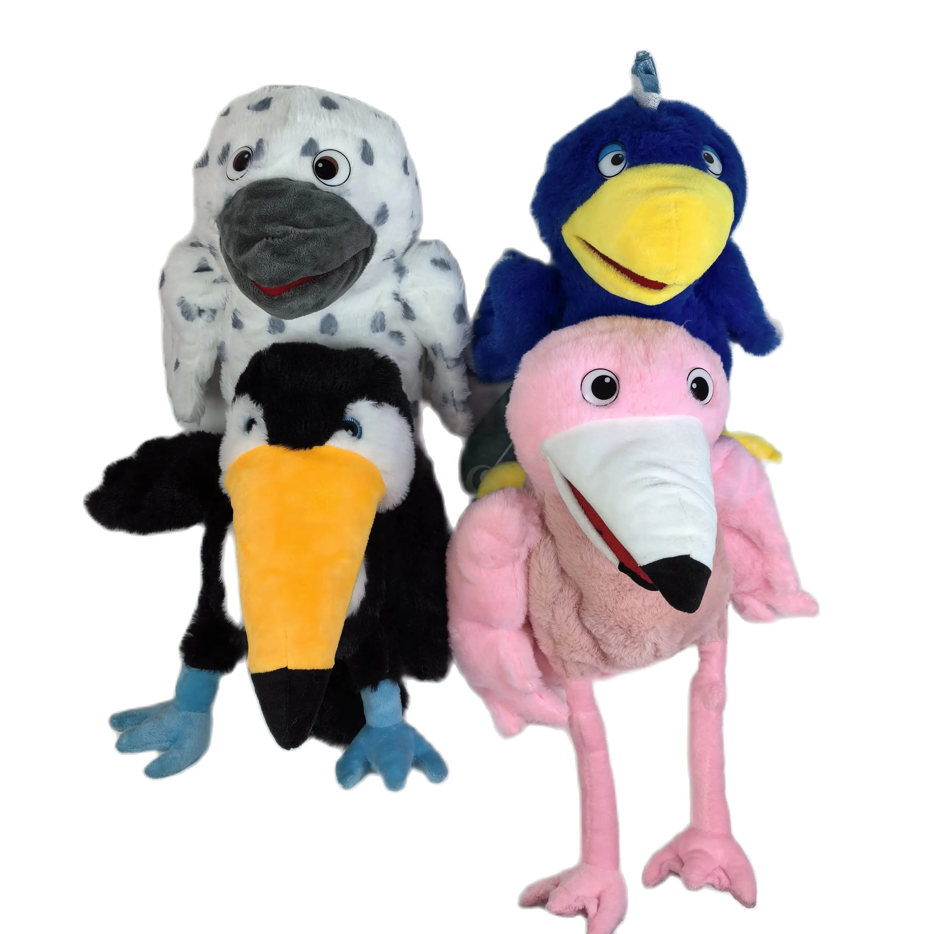 35-40cm Cute grove Stuffed Bird Hand Puppet Parrot Big Beak Bird Peacock Flamingos Owl Vulture Fun Stuffed Toy Hand Puppet