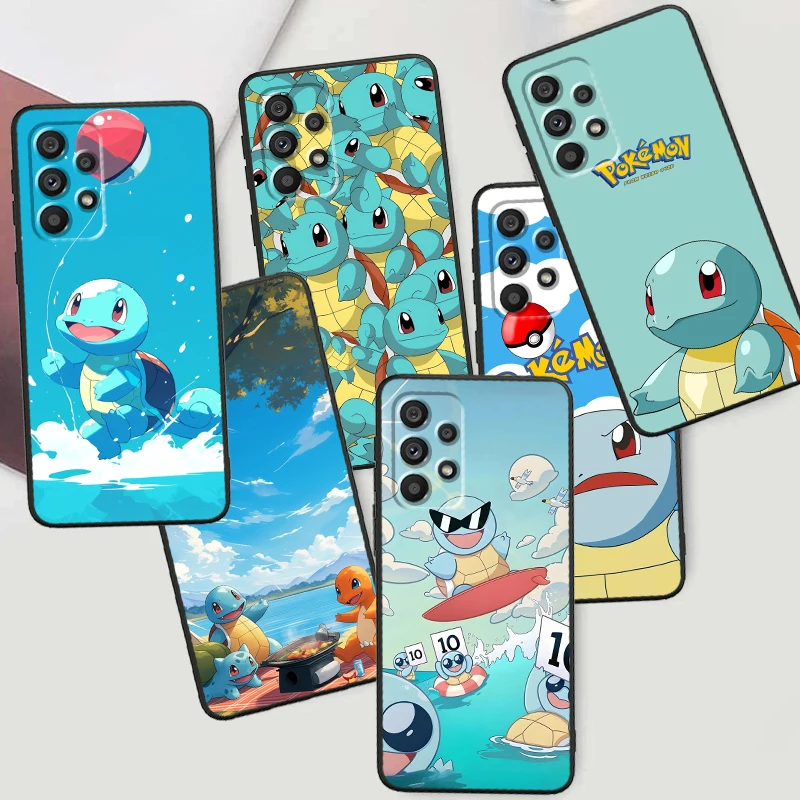 Pokemon Johnny Turtle Cute For Samsung A53 A52 A33 A32 A51 A71 A21S A13 A73 A55 A22 A23 A35 A72 A54 A12 5G Black Back