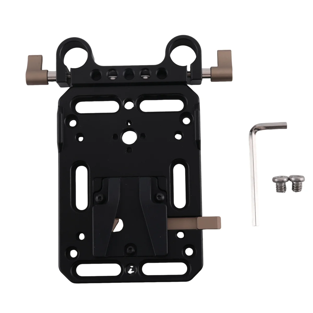 VR V Mount Battery Adapter Plate Supply Splitter with 15mm Rod Clamp with Automatic Lock Protection for DSLR Camera