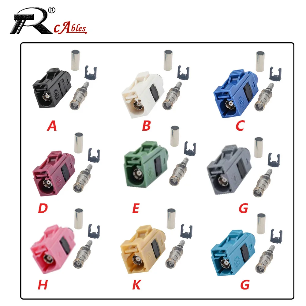 

10PCS 50-1.5 Fakra Female A B C D E F G H K Z Crimp RF Coaxial Connector for RG316 RG174 Cable Car Radio FM GPS Antenna Adapter