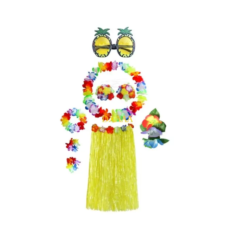 Dxaa 8pcs jupe d'herbe hawaïenne Bracelet Bracelet Band Band Costume Costume Luaus Party Decorations Kids and Adults