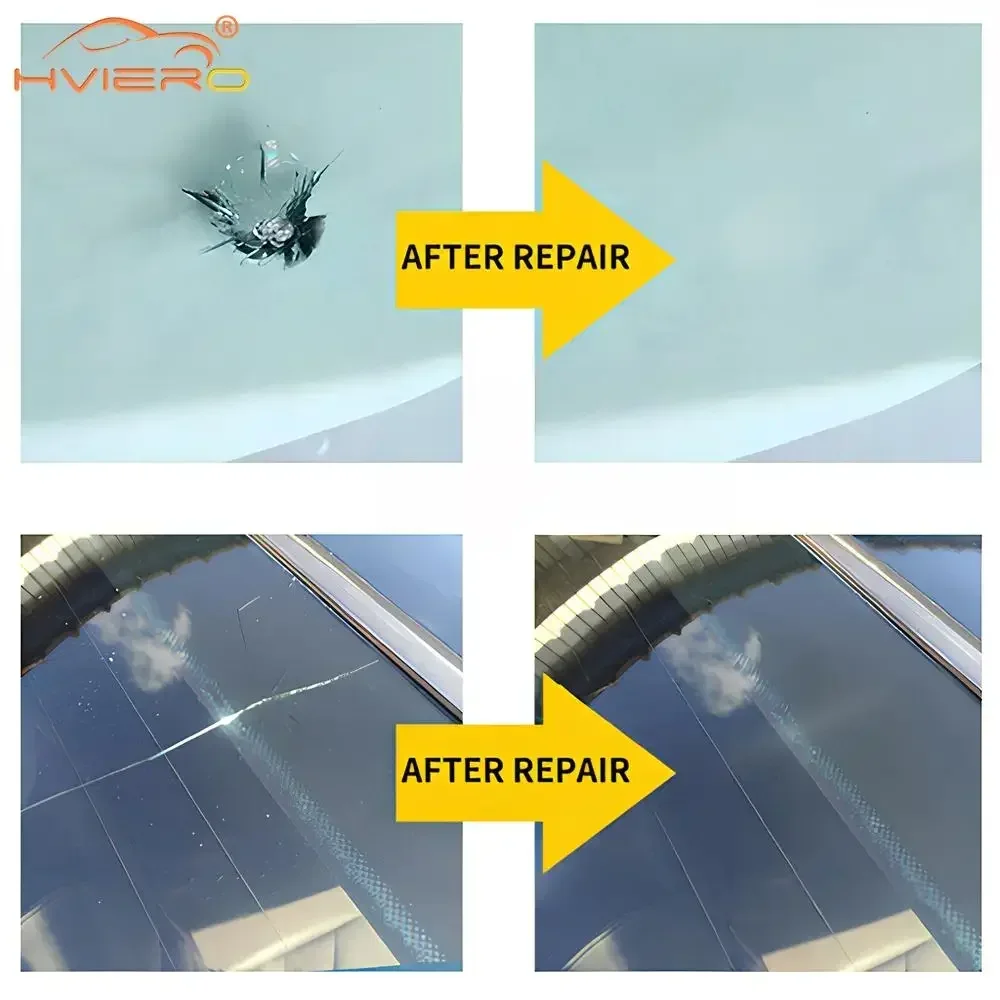 1X HVIERO Automotive Front Windshield Window Repair Kit Large Chip Impact Crack Quick Liquid Reducing Agent Traceless Glue Care