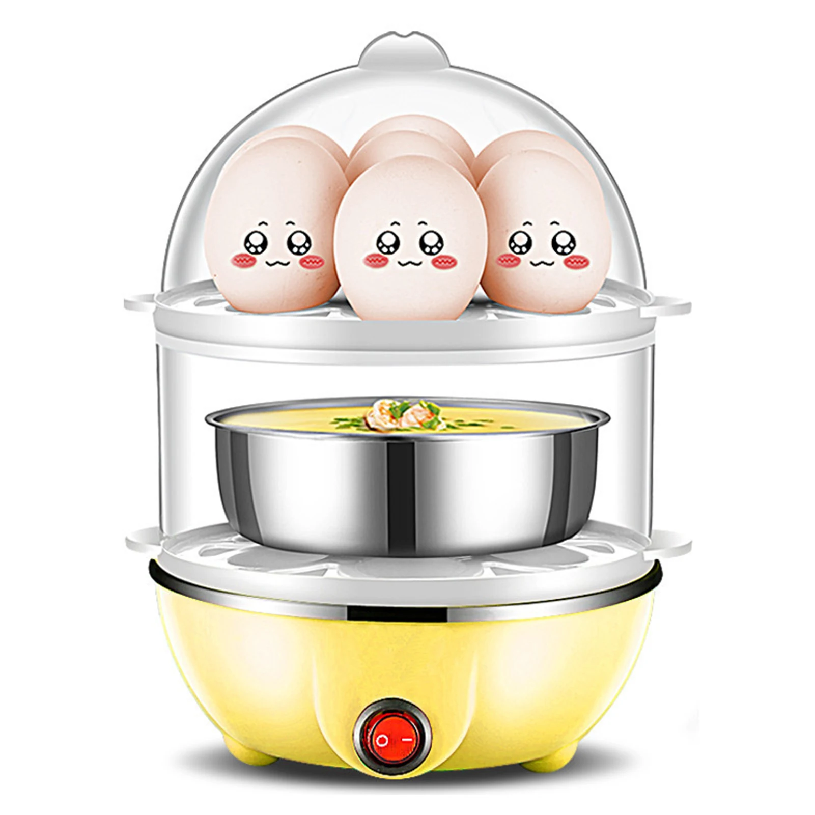 Home Egg Cooker 350W 2 Layers 14Pcs Eggs A Time Auto Power Off Safe Durable PP Egg Boiler With Measuring Cup for Home