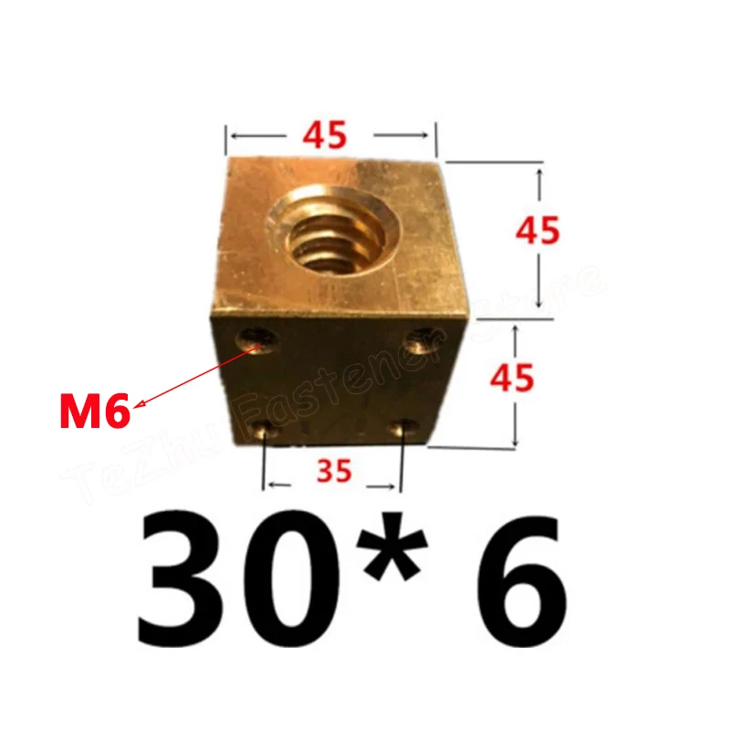 1pc T12 T18 T20 T25 T30 Brass Lead Screw Square Nut Trapezoid Screw Support Nut Right Thread