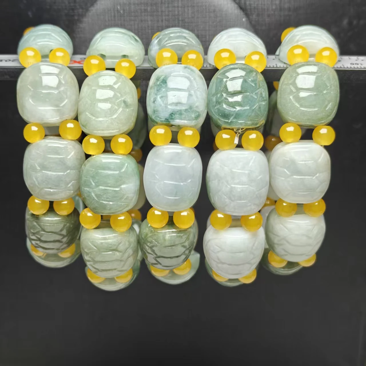 Xingyu Natürliche AAA Burmesische Jadeit-Skulptur in Schildkrötenform, Armband mit Perlen, glatt und rund, Schmuck, geheimnisvoller Edelstein, Geschenk – Detail 7