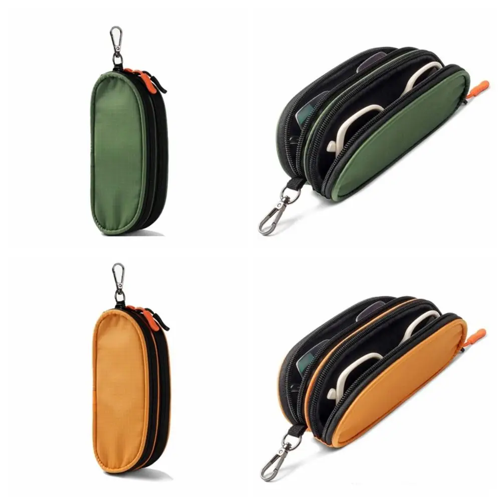 Organizador de óculos de dupla camada portátil pano grande capacidade saco de armazenamento de óculos anti-perdido com chaveiro