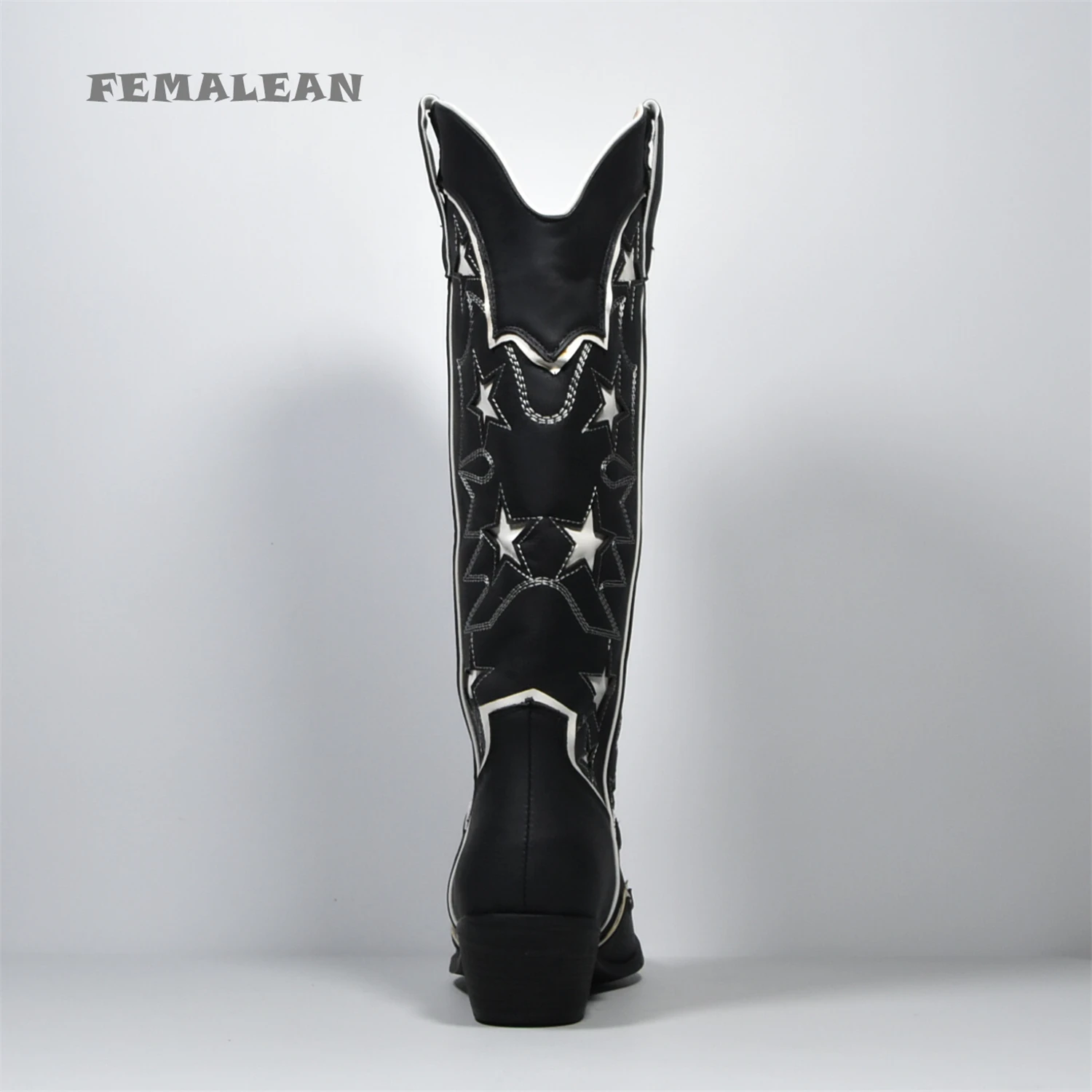 Cowboy Boots Knee High Heels ZA Brand Star Pointed Toe Leather White Black Dupe Luxury Spring Promotion Shoes For Women