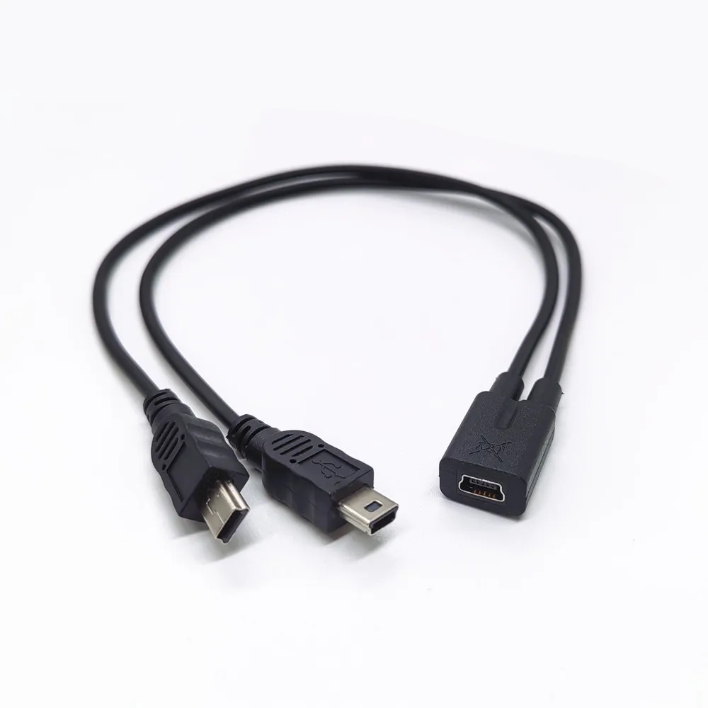 Mini USB Splitter Extender Cable Mini 5p Female to mini 5p Male+Micro Male Cord