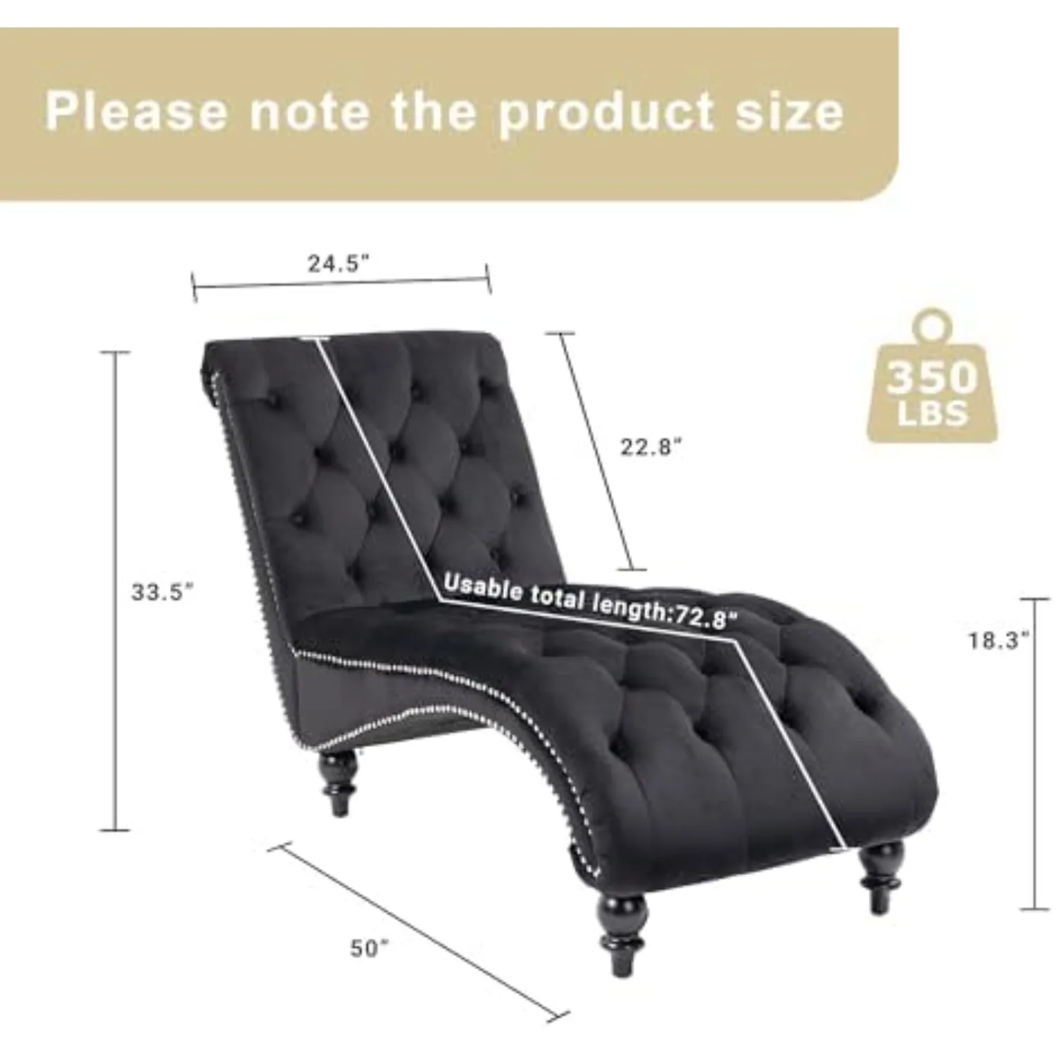 Chaise Lounge Indoor,Velvet Upholstered Lounge Chair Button-Tufted Armless Chair with Pillow, for Bedroom Living Room
