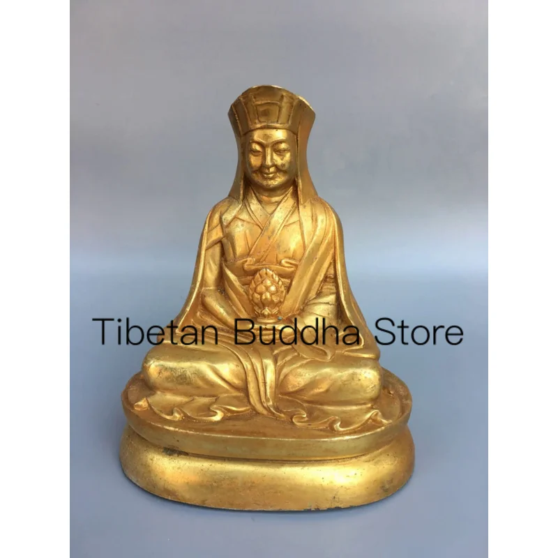 

15cm Pure copper Tibetan Buddha antique bronze ware gilded master Buddha craft, offering ornaments