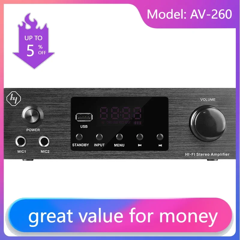 

AV-260 Best And High Quality Hifi Digital Stereo 2.0 Home Amplifier
