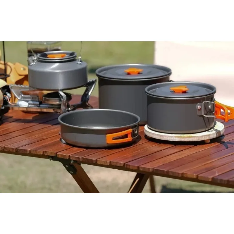 Camping Cookware Outdoor Pot Kettle Frying Pot Equipment Portable Outdoor Camping Cutlery Set Supplies