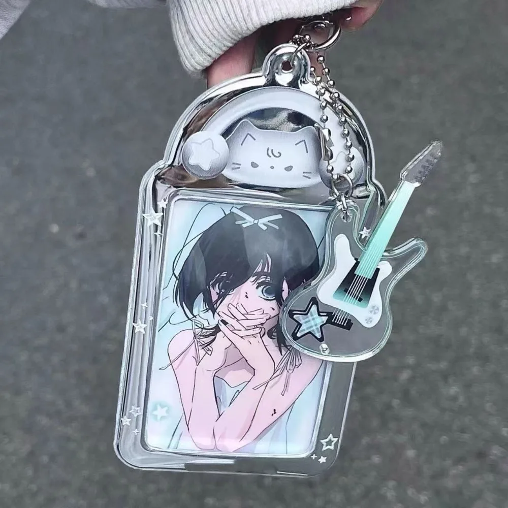 신상품 3인치 고양이 카드 홀더 PVC 체인 장식 아이돌 주변품 카드 홀더 스타 사진 보관 케이스 선물