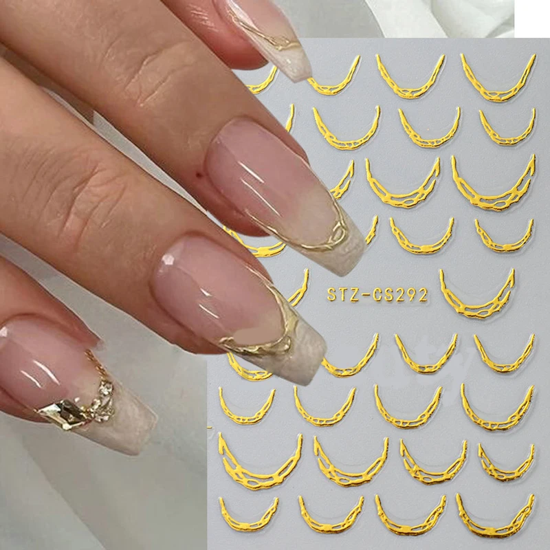 Linha de prata metálica adesivos de manicure de unhas metal cromo listra videira chama adesivo decalques fita redemoinho sliders franceses decoração folhas