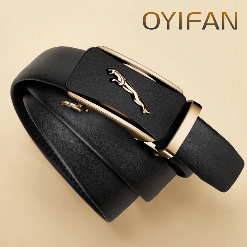 OYIFAN Men's Belt Business Luxury Designer Brand Genuine Leather Belts Jeans Automatic Adjustable Alloy Buckle Waist Straps Belt