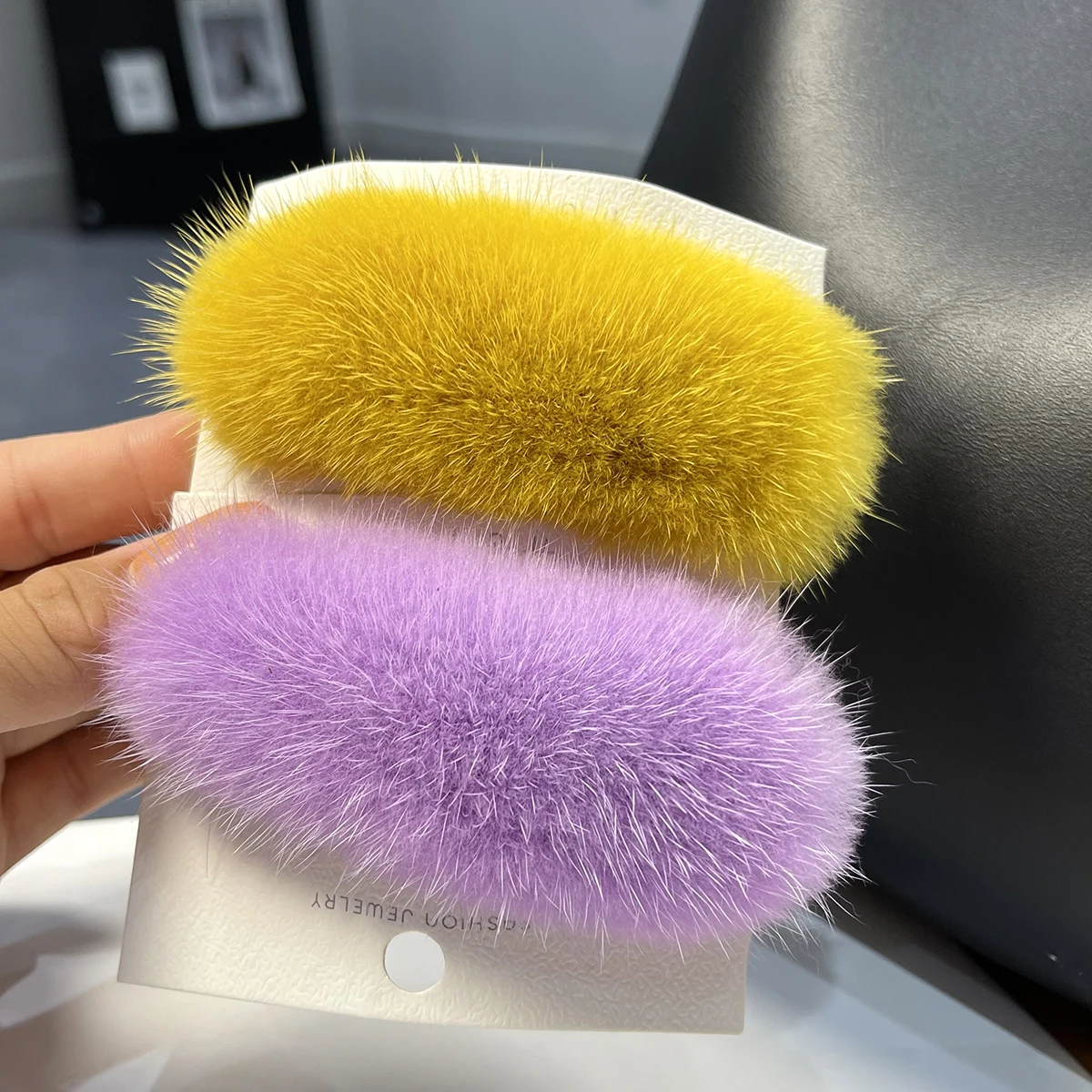 Forcina in pelliccia di visone coreano semplice carino peluche Clip copricapo ragazze accessori per capelli moda di lusso signore Hairgrip copricapo