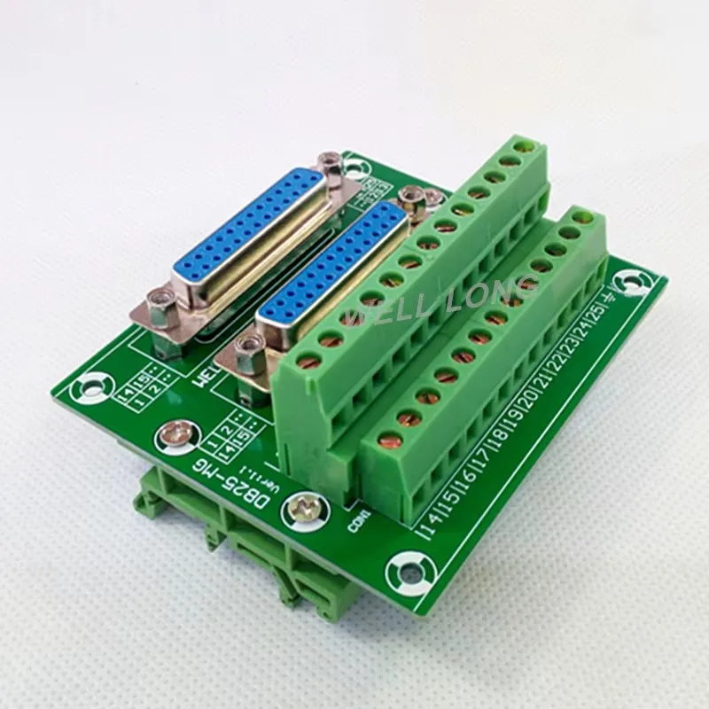 D-SUB DB25 Double Female Header Breakout Board, Terminal Block, Connector.