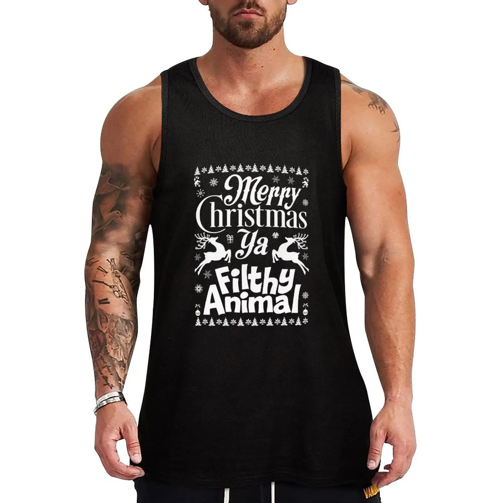 

Merry Christmas Ya Filthy Animal Tank Top Men's clothing man vest bodybuilding t shirt