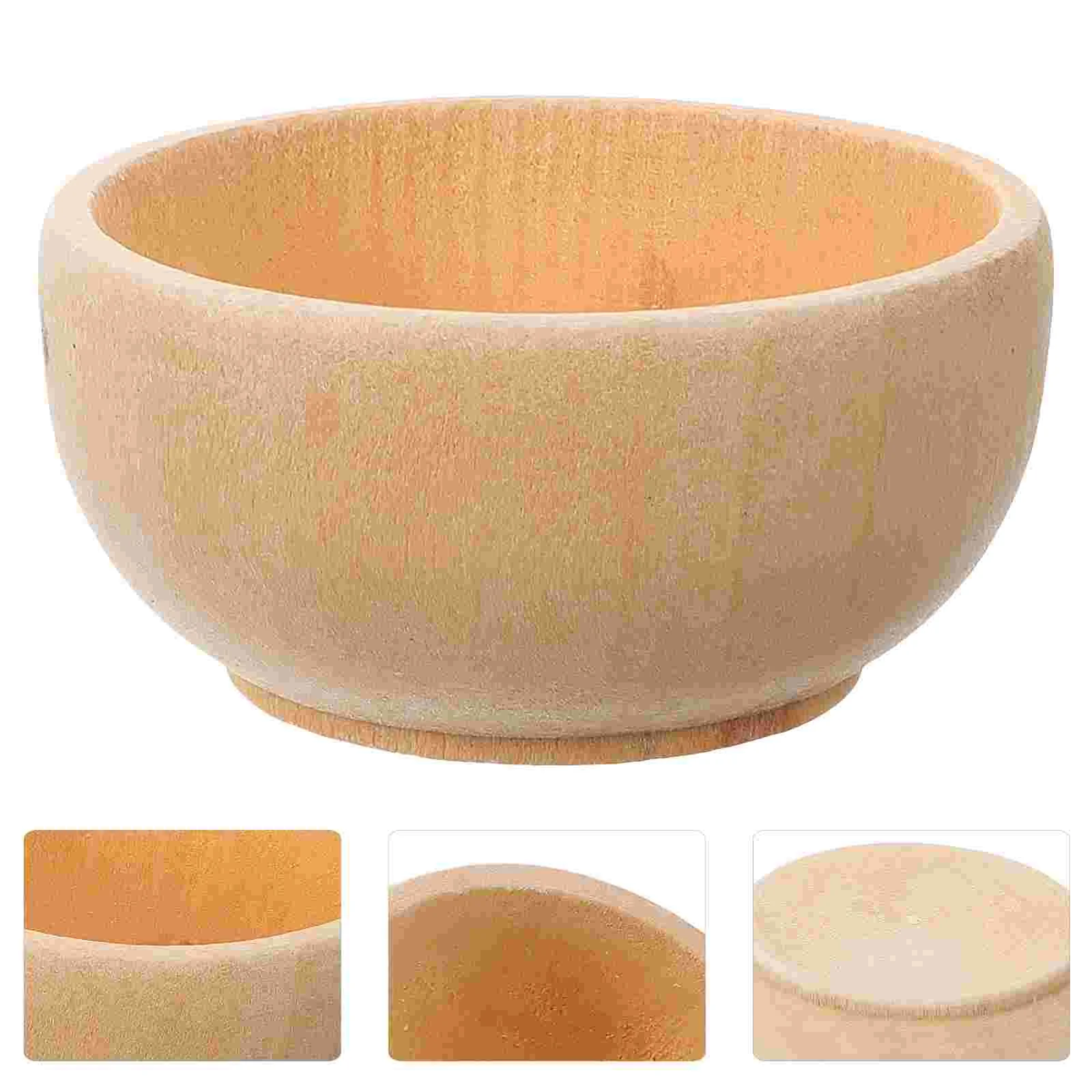 

4 Pcs Mini Toys Small Wooden Bowl Tiny Bowls for DIY Cutlery Unfinished Playthings Craft Supplies Child