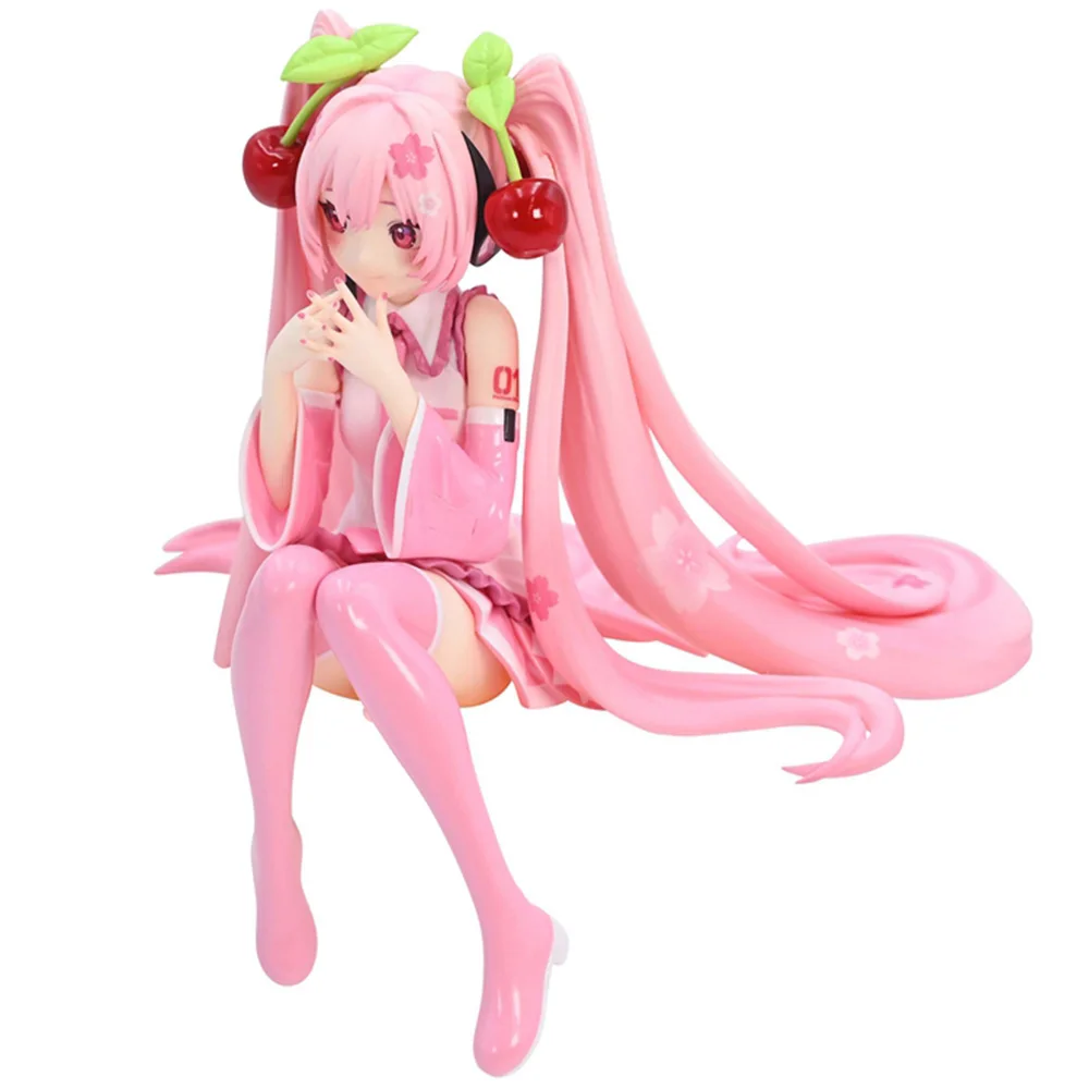 New Hatsune Miku Anime figure Pink dress PVC model action toys Cherry pink cherry blossom decoration collect gifts