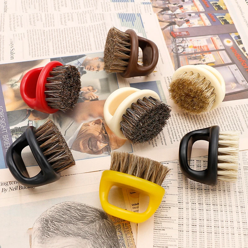 Cepillo de anillo de barba para hombres, diseño de cerdas de caballo, cepillo de afeitar portátil, cepillos de barba de barbero, cepillo de afeitar de limpieza facial de salón