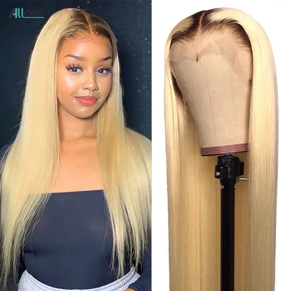 

Allove 1B/613 Ombre Blonde Lace Front Human Hair Wigs 13x4 Straight Lace Front Wigs Transparent 13x6 Blonde Wigs For Women