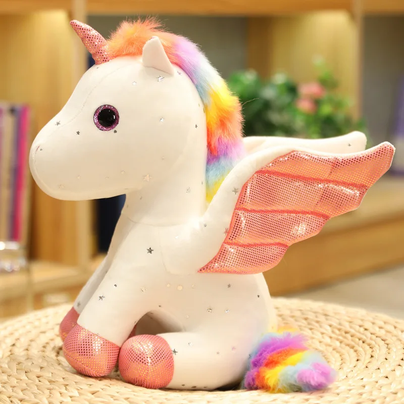 

Angel Wings Unicorn Doll Rainbow Pegasus Pendant Birthday Gift Children's Colorful Unicorn Plush Toy