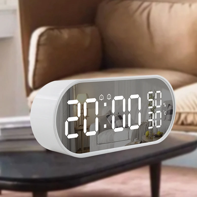 Reloj con espejo alarma 12/24 mesa electrónica Digital herramienta de estación higrómetro para el hogar